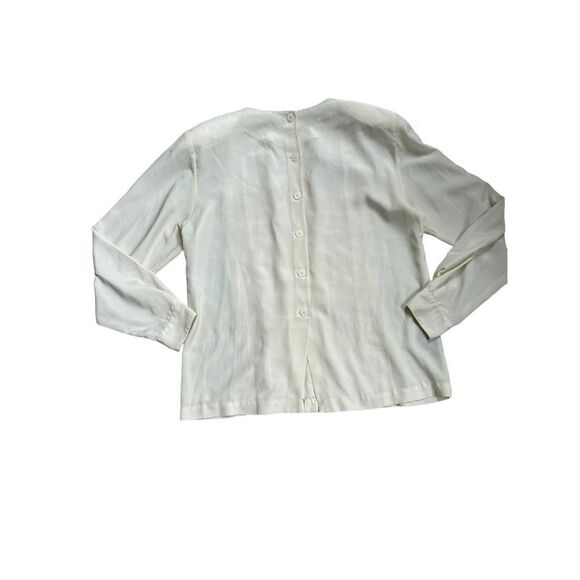 Christian Dior Vintage Chemises Long Sleeve Pleated Blouse Women's Cream Size 10 - Picture 7 of 10